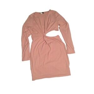 ✨️4 For $20✨Women XL blush pink ribbed twist front cutout dress long sleeve Boho